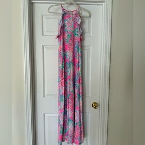 Lilly Pulitzer Billie Halter Maxi Dress Prosecco Pink Seaing Things